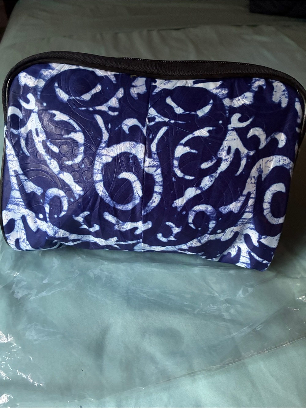 Beautiful African Lined, Navy & White Patterned Cosmetic Bag